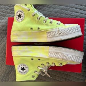 Women's Neon Platform Converse High Tops Size 8